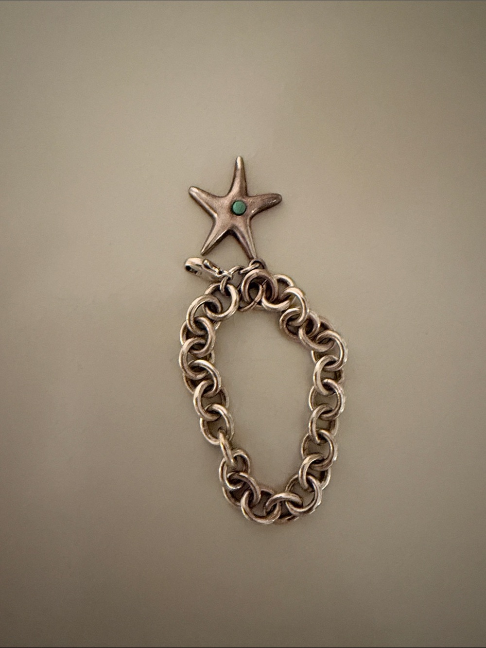 Tiffany & Co. Silver Chain Bracelet with Turquoise-Accent Starfish Charm
